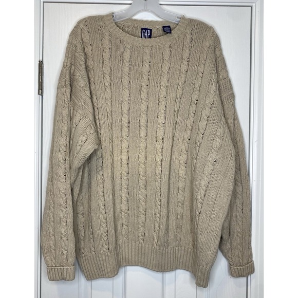 GAP Other - Gap‎ Men's Vintage Linen Blend Cable Knit Sweater Beige Tan Size XL